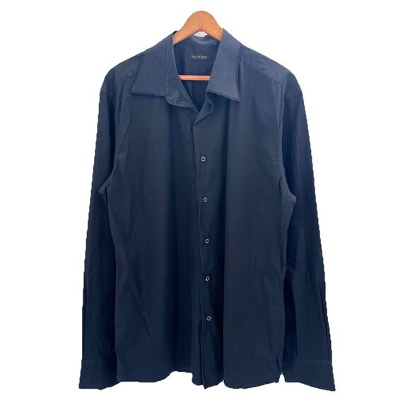 Valentino Other - Valentino Black Long Sleeve Button Down Down Dress Shirt Mens Size 43 / 17